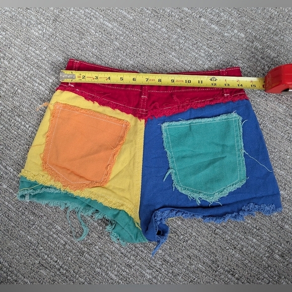 Shein Multi-Colored Jean/Denim Shorts With Frayed Edges - Picture 4 of 5